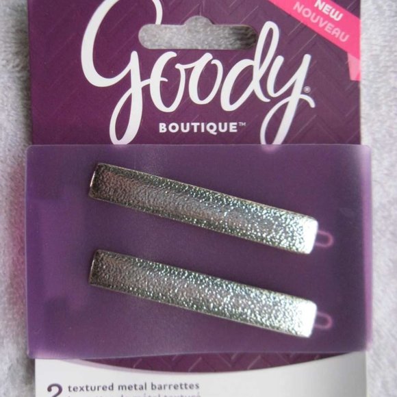 2 Goody Boutique Textured Metal Hair Barrettes Secure Back Clips Stay Tight Gold - Picture 8 of 15